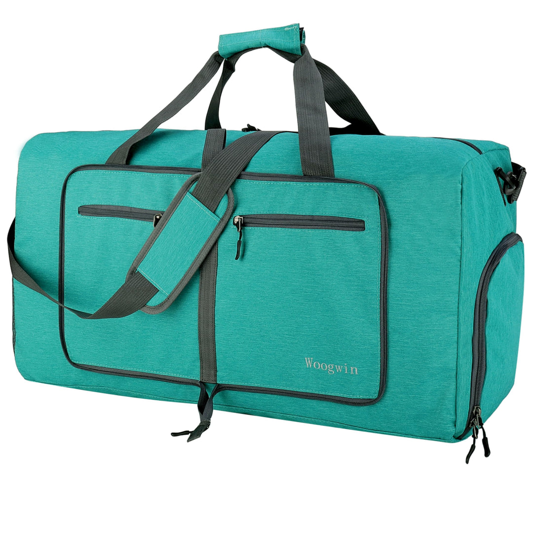 Woogwin Travel Duffel Bag Large Foldable Waterproof Overnight Bag for Beach Swim Bags Pool Sports Gym (60L SnowGreen)