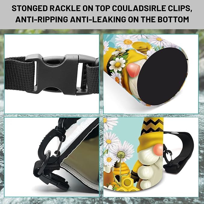 Waterproof Dry Bag,Roll Top Gnome Summer Bees Waterproof Backpack 5L/10L/20L Floating and Lightweight Bags for Kayaking, Boating, Fishing, Swimming and Camping