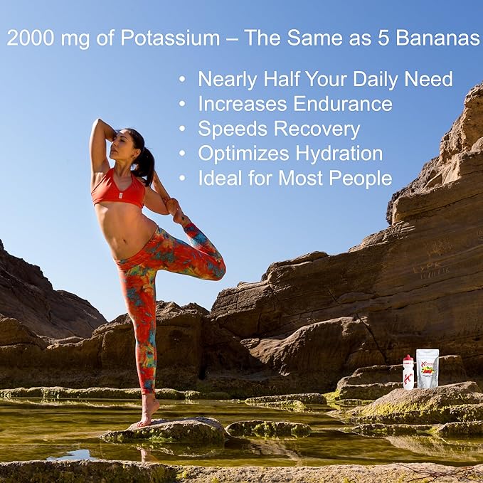 Electrolytes Powder Potassium Supplement - 2000 mg K+, >2X More Than Coconut Water | Cramp Relief and Prevention | Hydration Powder (Lemon Lime)