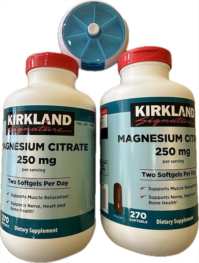 Kirkland Signature Magnesium Citrate 250mg Softgels (270 Count) (2 Pack)