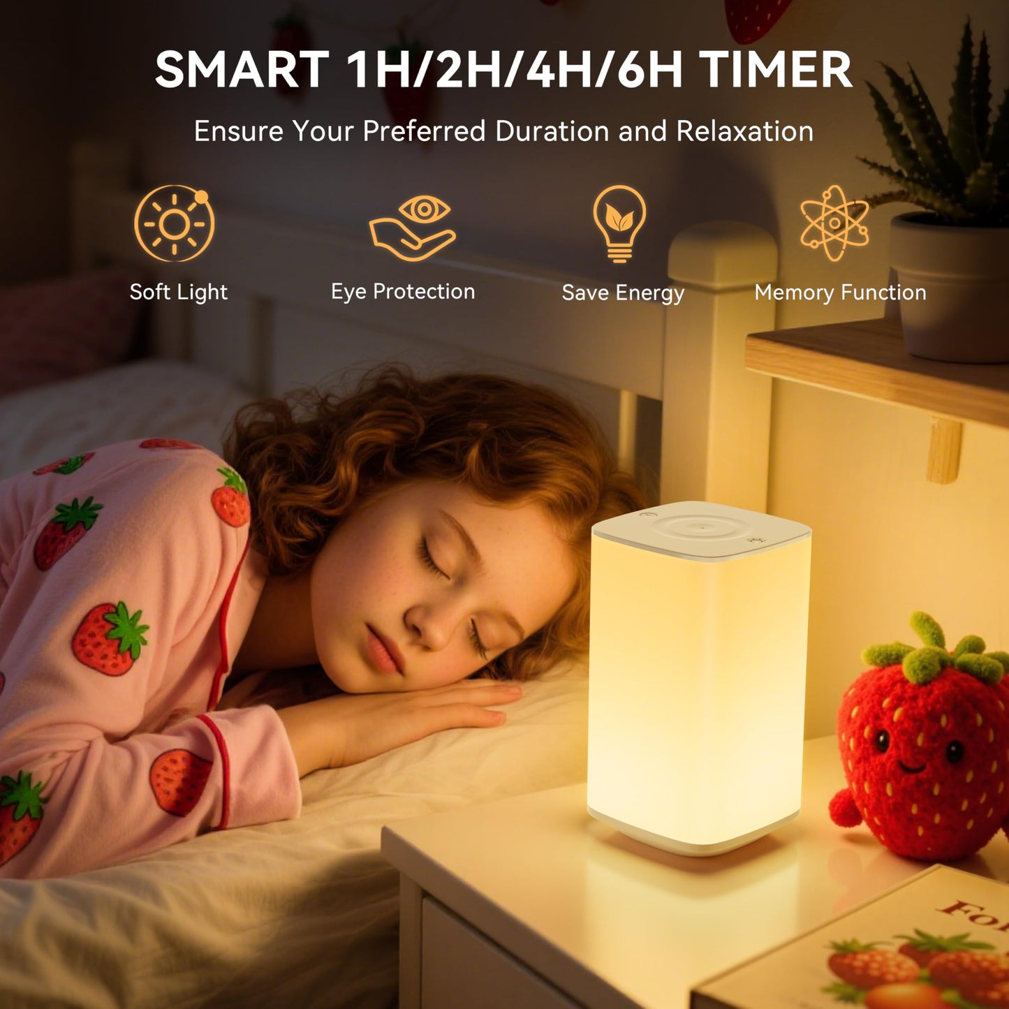 Auxmir Night Light, 4000mAh Rechargeable LED Table Lamp, Touch Bedside Lamp with RGB Colors, Dimmable Brightness, Remote Control, Portable Light for Children, Kids, Bedroom, Living Room, Camping