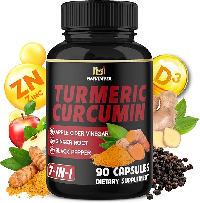 Turmeric Curcumin - 95% Curcuminoids & Apple Cider Vinegar, Ginger Root and Black Pepper for Advanced Absorption - Supports Immune System - 90 Capsules [3-Month Supply]