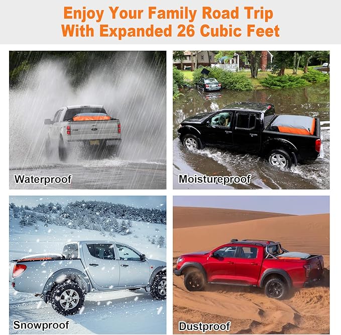 Sailnovo Truck Bed Cargo Bag, 36 Cubic ft 100% Waterproof Cargo Bag for Truck Bed, Heavy Duty PVC Truck Cargo Bag Fits Any Truck Size with 4 Stretch Cord, Packing Bag (59''x48''x22'')