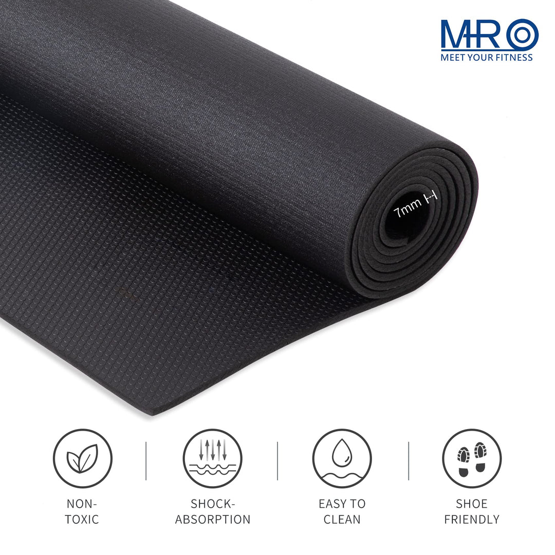 MRO Large Exercise Mat 7' x 5' x 7mm, High-Density Workout Mats for Home Gym Flooring, Non-Slip, Extra Thick Durable Cardio Mat, and Ideal for Plyo, MMA, Jump Rope - Shoe Friendly