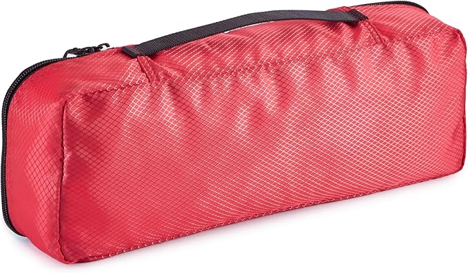 Amazon Basics Packing Cubes for Travel, Packing Organizers Set, 4-Piece-Set (Slim, Small, Medium, Large) With Double Zipper Pulls and Mesh Top Panel, 100% Durable Polyester, Red