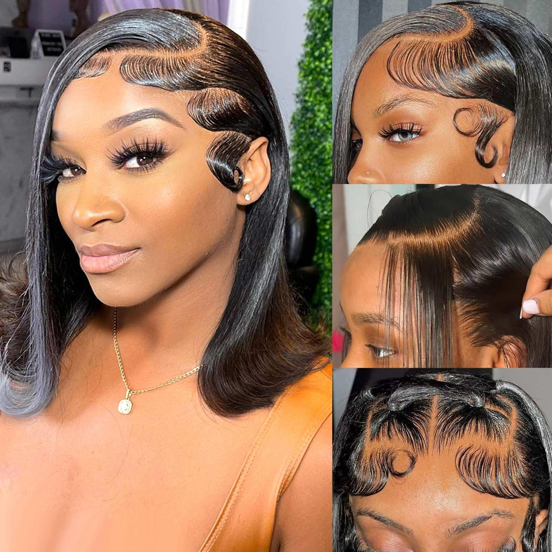 Hiriremy Lace Front Bob Wigs Human Hair 13X4 Hd Lace Glueless Bob Wig Human Hair Short Straight Frontal Bob Wigs For Black Women