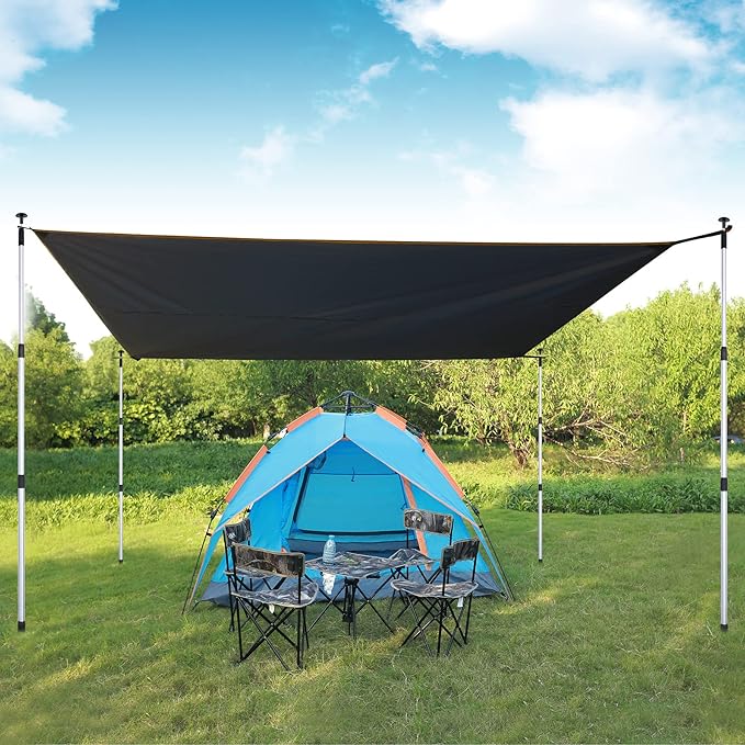 REDCAMP Aluminum Camping Tarp Poles, Set of 4, Adjustable Lightweight Tent Poles for Shelter, Awning