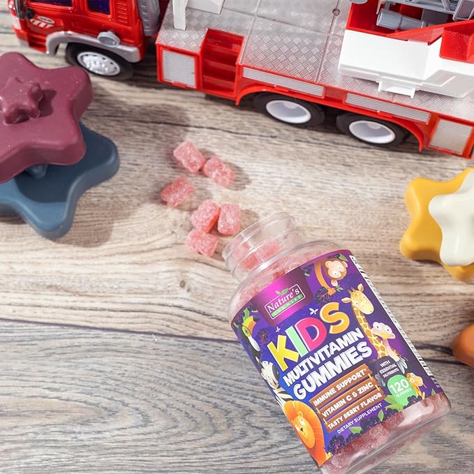 Kids Multivitamin Gummies - Daily Vitamins for Kids, Vitamin C, D3 & Zinc for Immune Support, Strawberry Flavored Gummies, Nature's Toddler & Kid Multi Vitamins, Non-GMO, Gluten Free - 120 Gummies