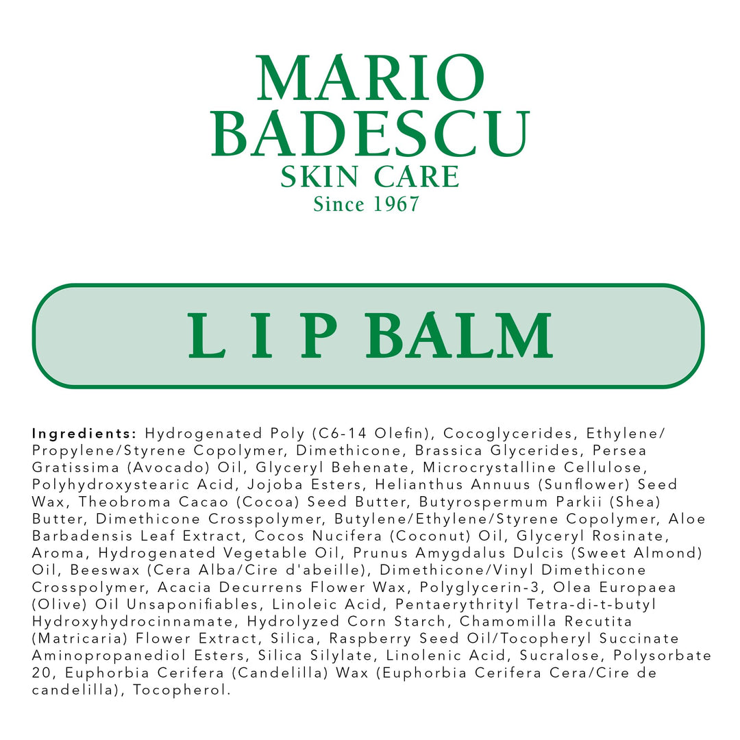 Mario Badescu Moisturizing Original Lip Balm for Dry Cracked Lips, Infused with Coconut Oil and Shea Butter, Ultra-Nourishing Care Moisturizer for Soft, Smooth and Supple Feel, 0.35 Oz
