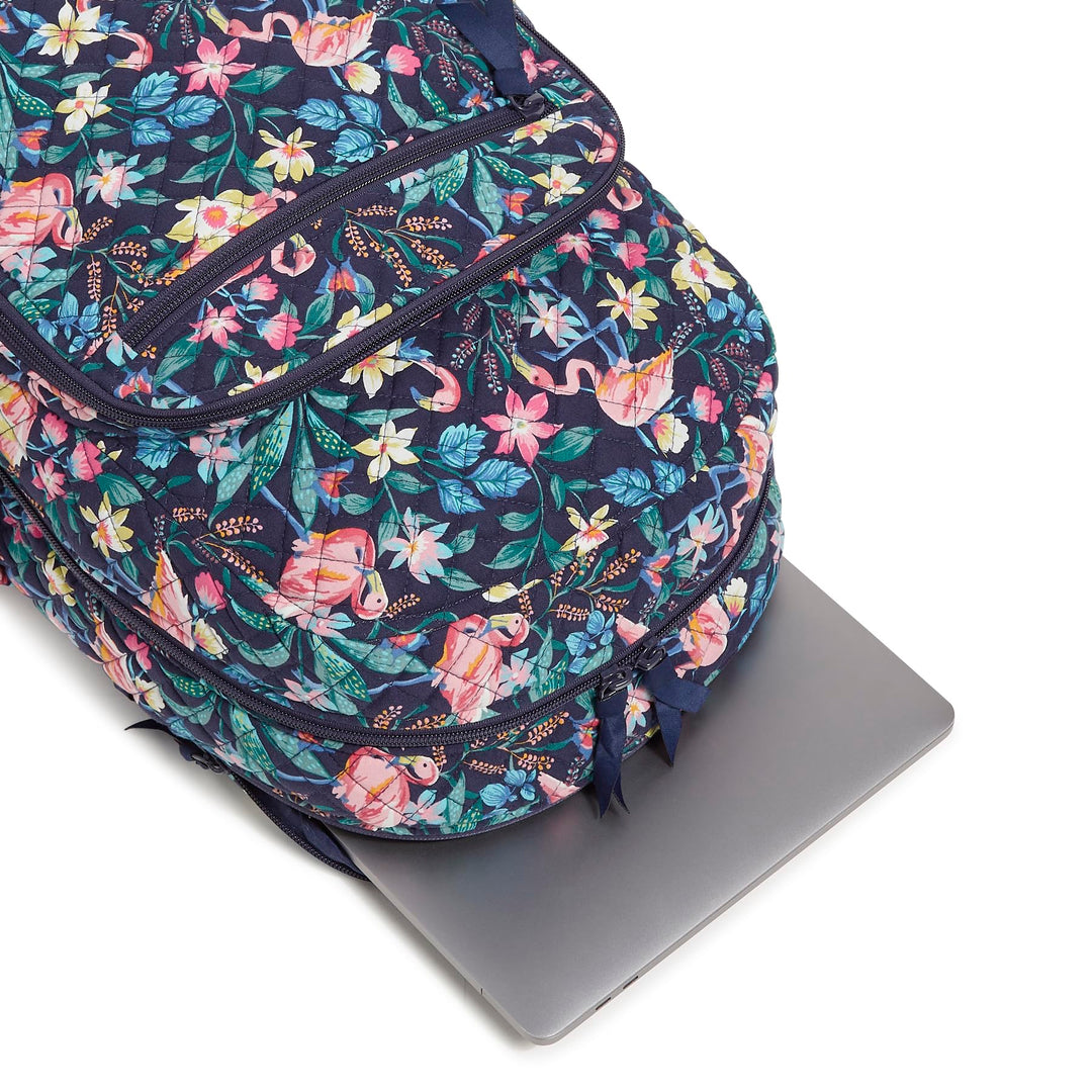 Vera Bradley Cotton Campus Backpack, Flamingo Garden