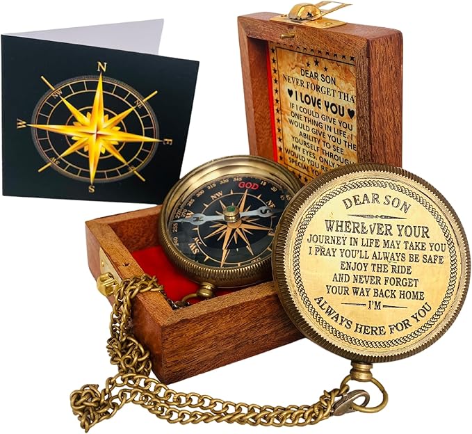 Inspiration Gift for Men Women Engraved Compass - Go Confidently - Thoreau Quote, You're Awesome Employee, Coworker Meaningful Gift for him her