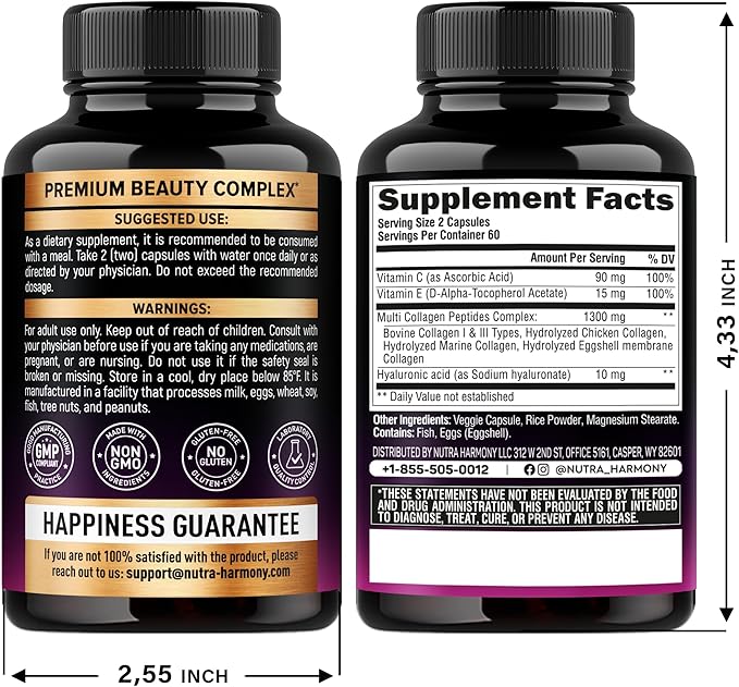 NUTRAHARMONY Hyaluronic Acid & Collagen Peptides Capsules