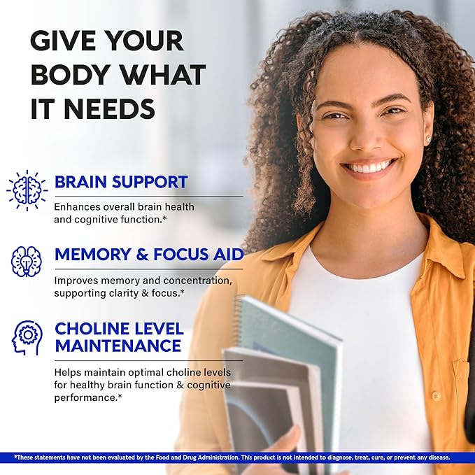 Alpha GPC Supplement with L-Theanine | L-tyrosine | Vitamin B6 & B12 - Alpha GPC 600 mg for Focus, Memory & Energy - Bioactive Choline for Brain & Cognition - for Men & Women - Made in USA - 60 Caps