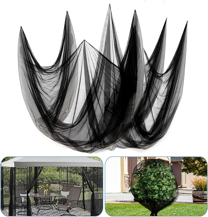Mosquito Net for Patio - 10Ft x 33Ft for Each Garden Mesh Screen Barrier, Super Dense Patio Netting for for Balcony Porch Umbrella Fruit Tree Gazebo Canopy RV Camping, Black