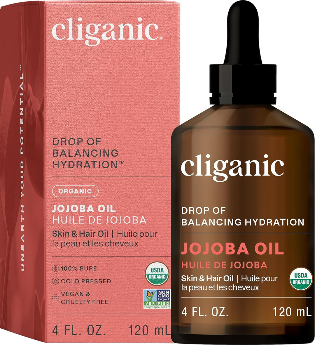 Cliganic 16 Oz Organic Jojoba Oil | 100% Pure Cold Pressed Carrier Oil