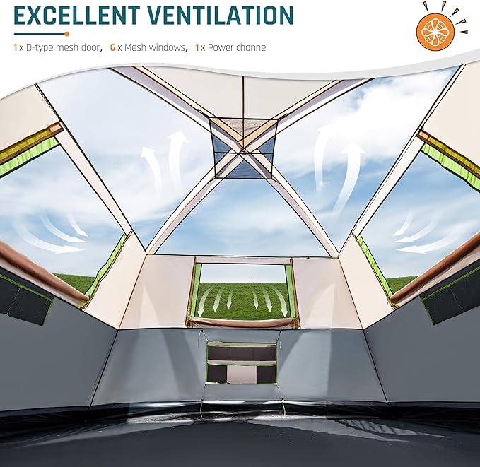 Tents for Camping 6 Person Camping Tent with Screen Porch, Weatherproof Large Cabin Tent with Rainfly and Carry Bag, Family Tent for Outdoor Camping and Backyard