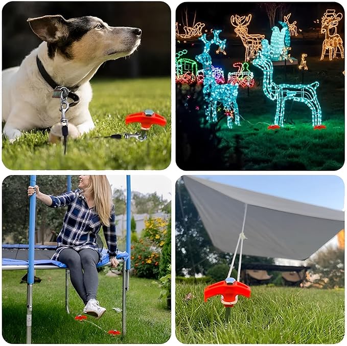 8" Screw in Tent Stakes - Ground Anchors Screw in, Screw in Tent Stakes Heavy Duty, Metal Threaded Tent Spikes, Tent Pegs Camping Stakes, Tent Stakes for Outdoor Camping (8pcs)