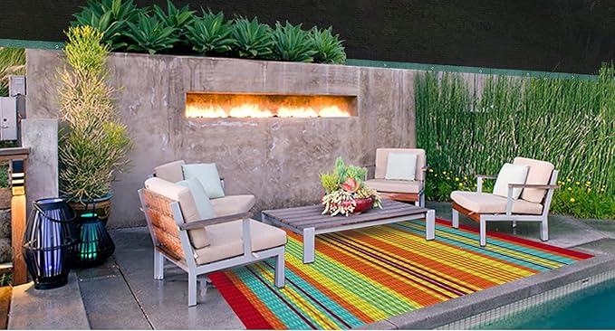 BalajeesUSA Outdoor Patio Rugs clearance 6'x9' (183 cm x 274 cm) Multi Color 20270