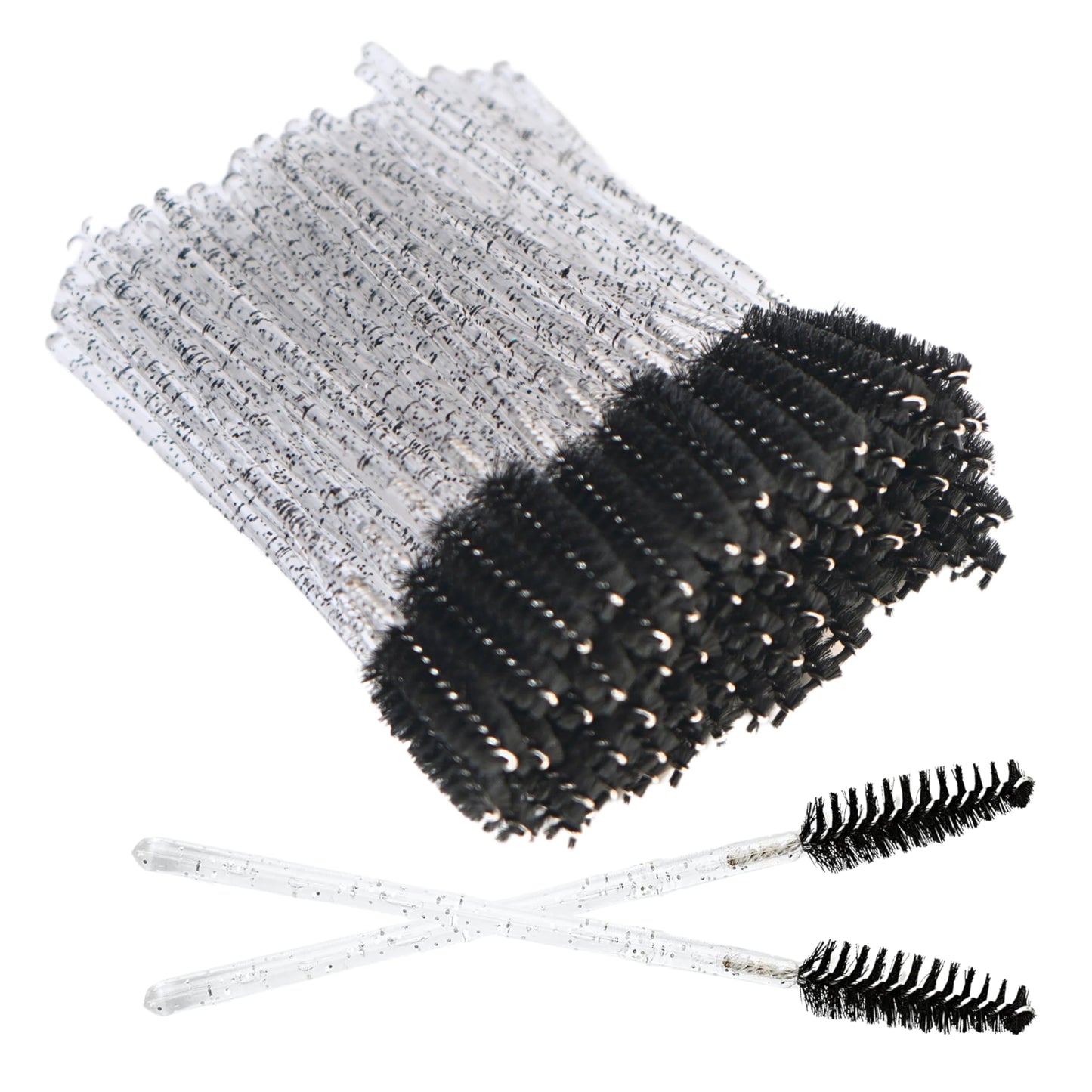 110pcs Eyebrow Spoolies, Premium Disposable Eyelash Brushes Spoolies, Disposable Mascara Wands, Eyelash Spoolies Eyebrow, Cosmetic Make-Up Tools (Crystal Black), Perfect For On-The-Go Grooming Needs