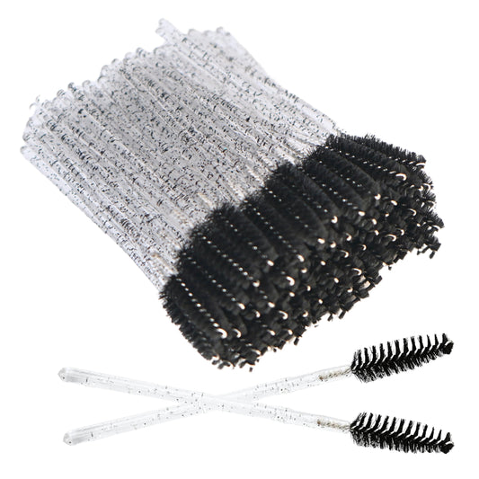 110pcs Eyebrow Spoolies, Premium Disposable Eyelash Brushes Spoolies, Disposable Mascara Wands, Eyelash Spoolies Eyebrow, Cosmetic Make-Up Tools (Crystal Black), Perfect For On-The-Go Grooming Needs