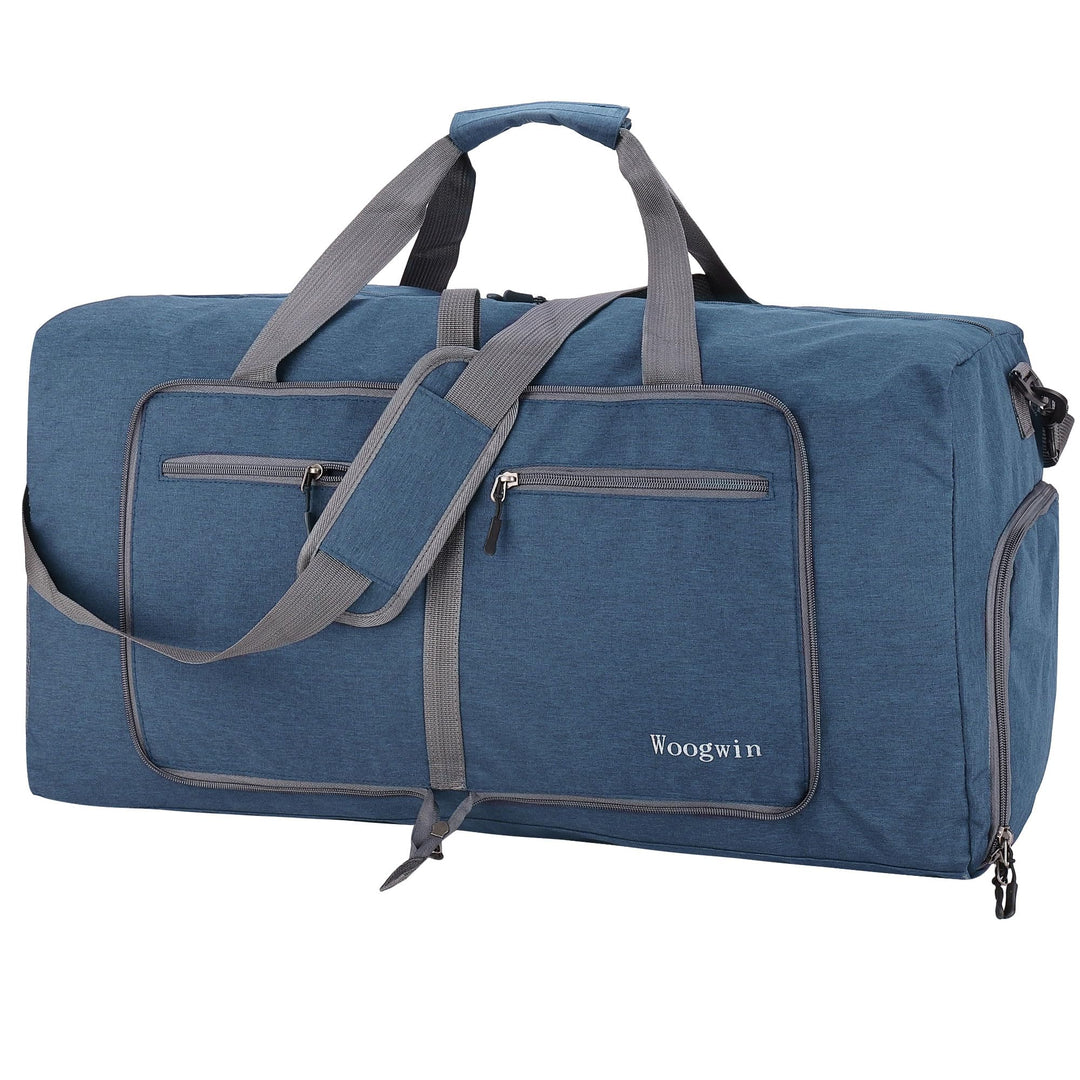 Woogwin Travel Duffel Bag Large Foldable Waterproof Overnight Bag for Beach Swim Bags Pool Sports Gym (60L SnowDarkblue)