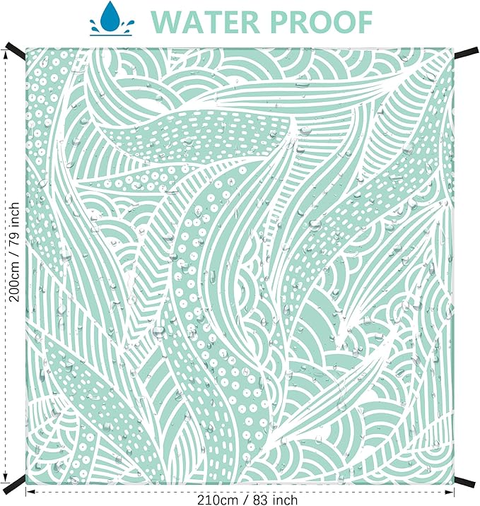 Beach Blanket Waterproof Sandproof Beach Mat 79”x 83” for 1-4 Adults Quick Drying Durable Outdoor Picnic Mat for Beach Festival Travel Picnic Camping Hiking (LBL-Ripple, 79"×83"(4 Person))
