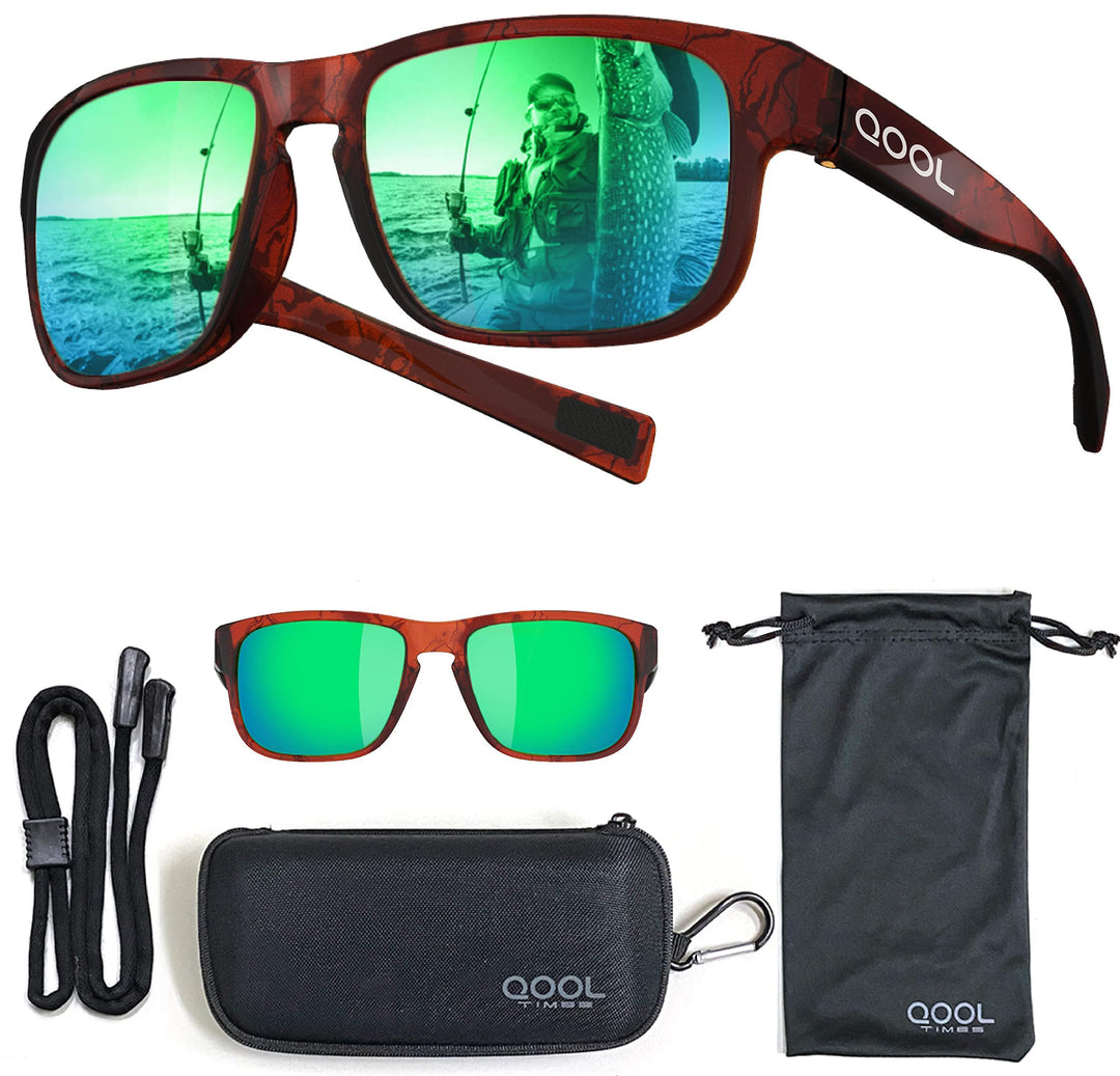 QOOL TIMES Living out your F11 HD Polarized green lens Casual Sunglasses Men Women Running Driving