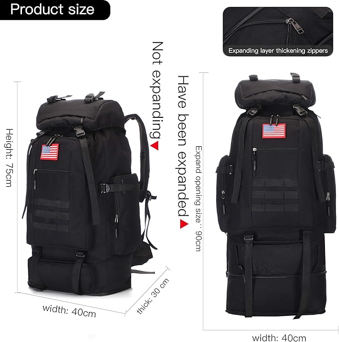 70L/100L Hiking Camping Backpack MOLLE Rucksack Waterproof Daypack for Traveling