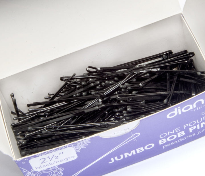 Diane 2.5” Large Black Bobby Pins for Women, Girls, Hairdressing, Salon, Hair Pins with Ball Tips for Securing Updos, Flyaways, 1lb Pack, (Approximately 250 Pins)