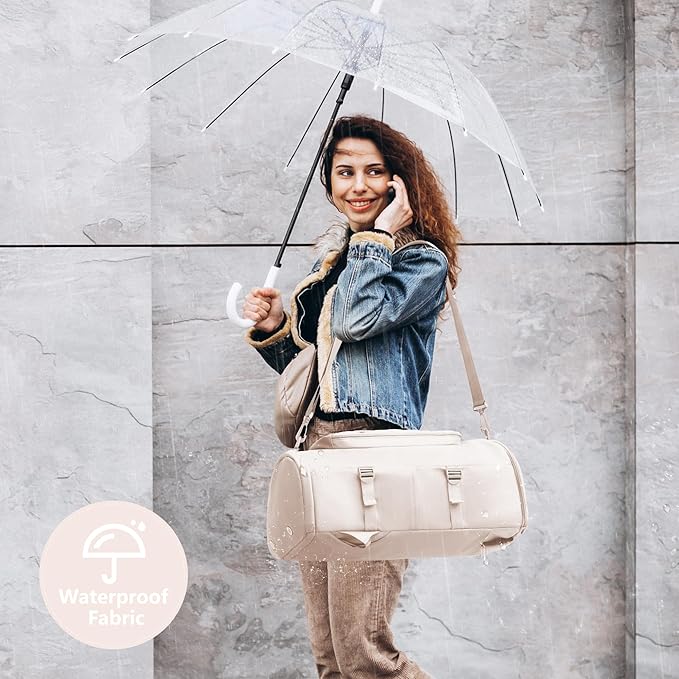 MIYCOO Gym Bag with Shoes Compartment and Wet Pocket - Sports Duffle for Men and Women, Travel Backpack Weekender Overnight Bag Beige