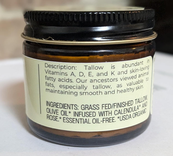 Handmade Unscented Whipped Tallow Balm | Organic Body Butter for Eczema & Rosacea - 1.3 oz