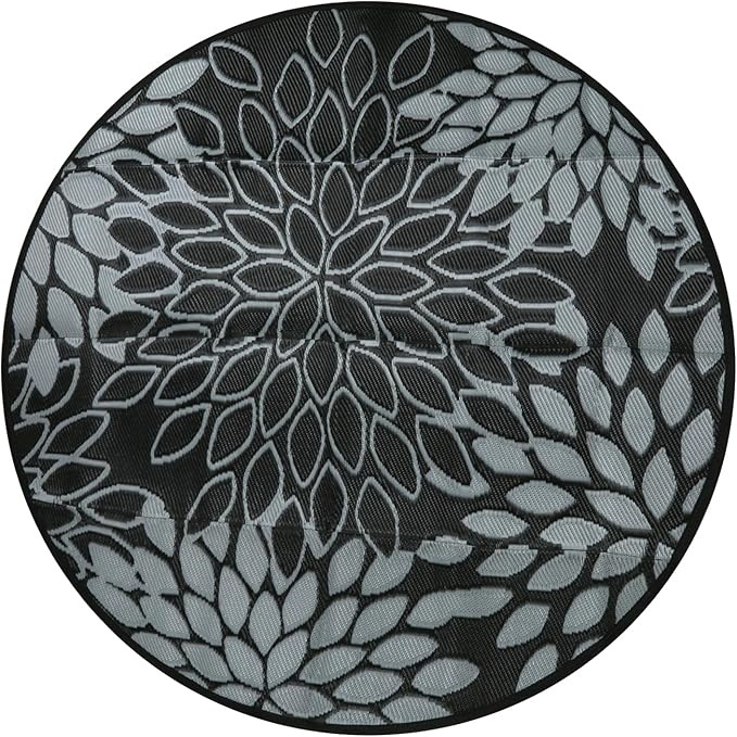 Anidaroel Round Outdoor Rugs 6' for Patio Clearance, Waterproof Reversible Tropical Plastic Straw Patio Rug, Outdoor Area Rug Floor Mat for RV Camping, Porch, Pool Deck, Balcony, Picnic(6ft)