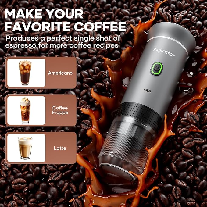 kejector Portable Coffee Maker Espresso Machine for Travel Nano Car Coffee Maker Compatible with Ground Coffee & Capsule for RV, Hiking Camping Office, Travel Espresso Maker Electric Coffee Machine