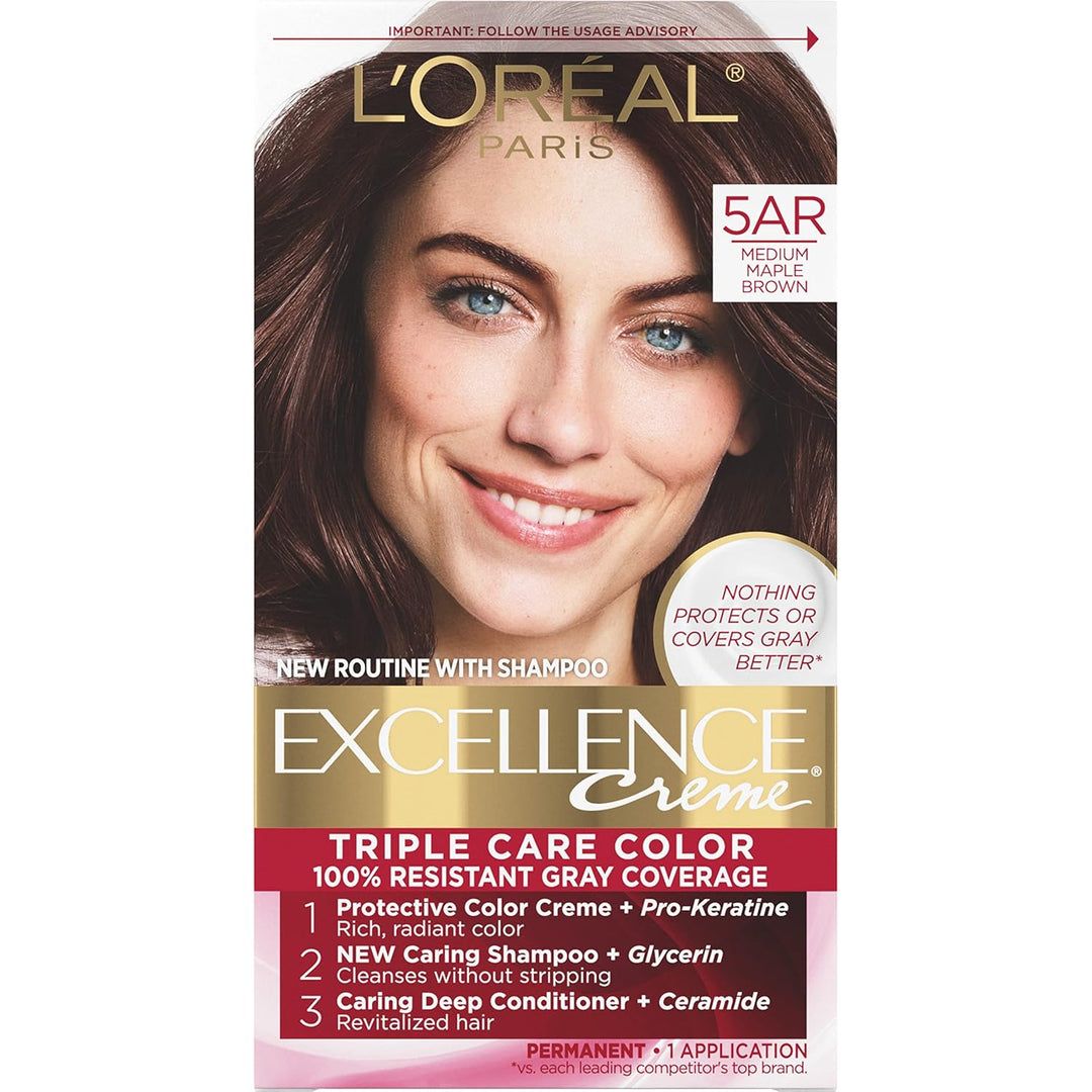 5RB Medium Reddish Brown Hair Color | L'Oreal Paris Excellence Creme – 8 Weeks Gray Coverage