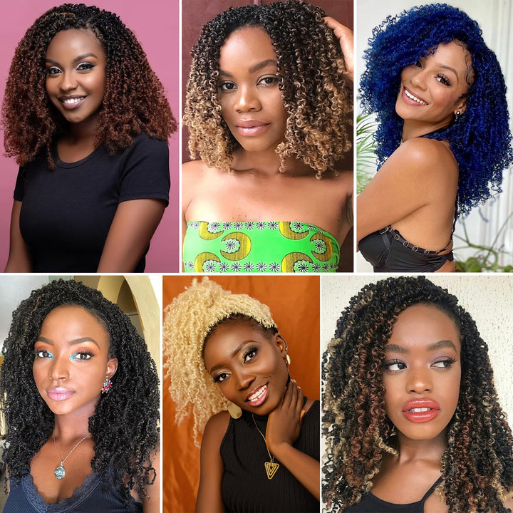 COOKOO 8 Inch 8 Packs Pre Looped Soft Yanky Twists Crochet Hair for Women Pre-twisted Passion Twists Crochet Braids with Curls Spring Twist Crochet Hair Extensions Twist Crochet Braiding Hair 49#