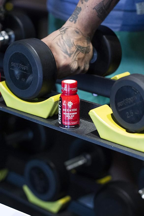 Bee and You Energy X Shot, 12 Pack, Korean Red Ginseng, Royal Jelly, Propolis, Caffeine Free Energy Drink, Vitamin C, B3, B6, B12, Immune Support Supplement, Antioxidants, Pomegranate Flavor