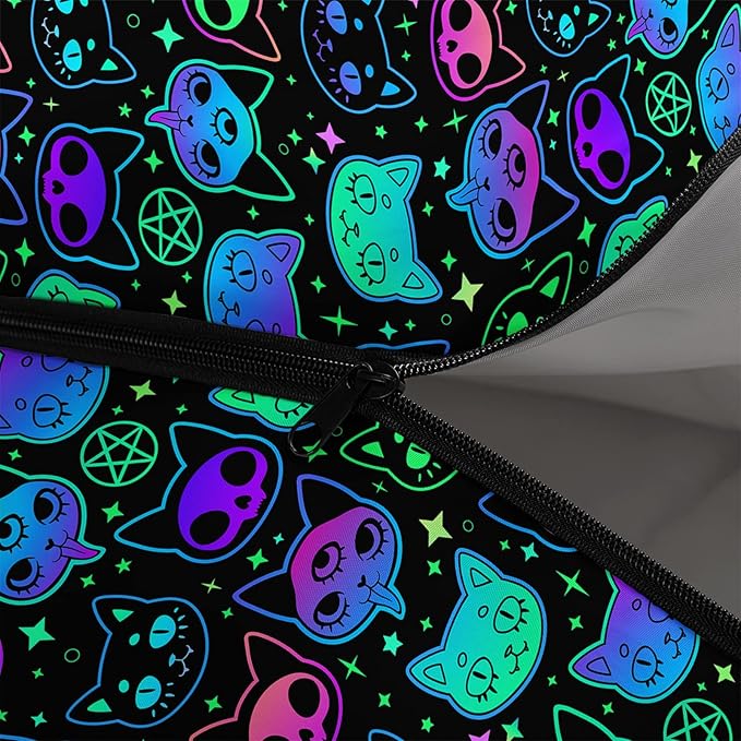 Axolotl Colorful Cats 3 Season Sleeping Bag for Kids, Girls, Teens - Warm and Cool Weather Pet Animal Theme, Waterproof Lightweight for Traveling, Outdoors Camping Equipment