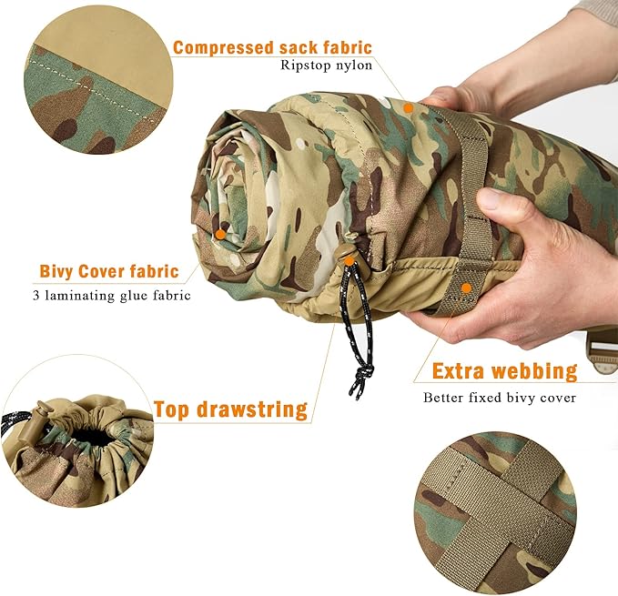 Bivy Cover Sack for Military Army Modular Sleeping System, Waterproof Outer Shell for Sleeping Bag, Minimalist Stealth Shelter