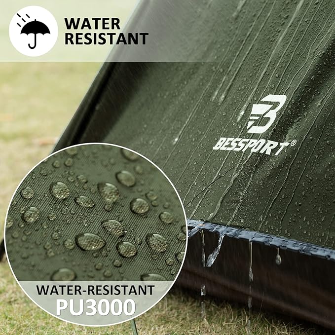 Bessport Camping Tent 1/2 Person Tent Waterproof Two Doors Backpacking Tent Easy Setup Lightweight for Outdoor, Hiking Mountaineering Travel