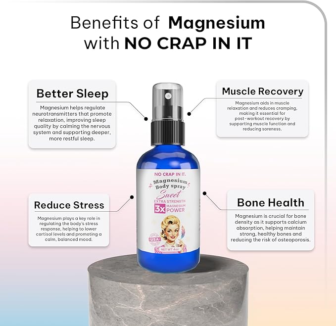 Magnesium Spray, Triple Action!- Spray Your Way to Wellness | Immediate Relief with Our Unique Magnesium Glycinate, Magnesium Citrate, Magnesium Chloride Blend Spray (Sweet)