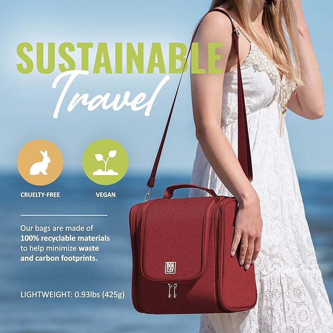 BOACAY Extra Large Hanging Travel Toiletry Bag for Women and Men, Makeup Bag, Bathroom & Shower Organizer Kit for Accessories, Cosmetics, Essentials