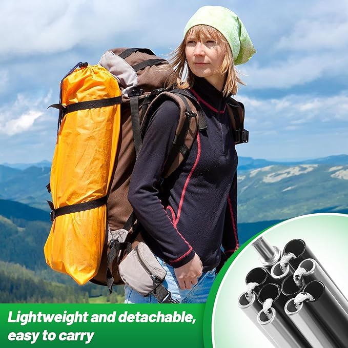 Aluminum Tent Poles Replacement - Pre-Assembled Tent Poles, Fits Both Female and Male Ends - Lightweight Tent Pole Repair Kit for Hiking Camping Backpacking Tent, 14.5FT