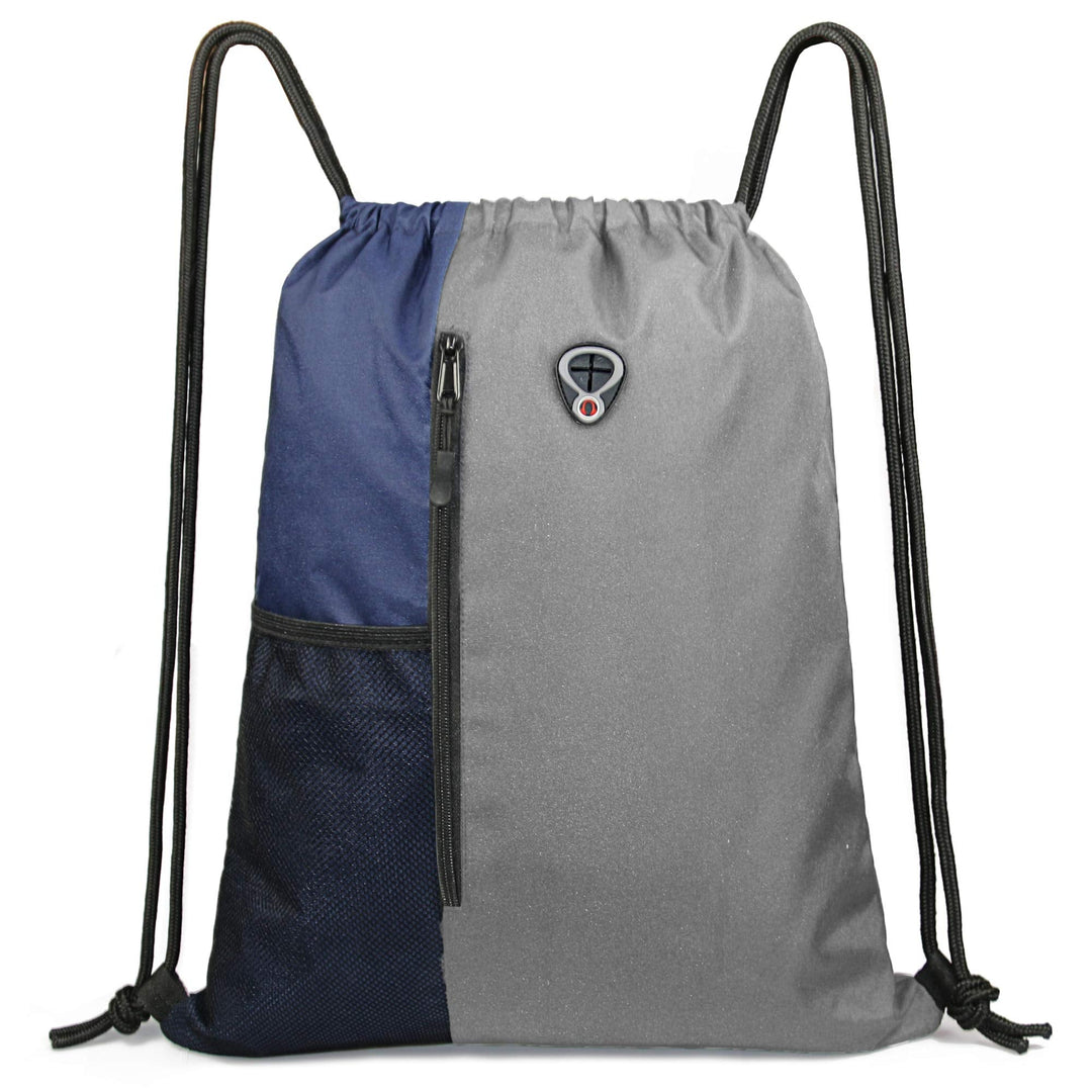 BeeGreen Grey Drawstring Backpack Sports Gym Bag For Women Men Large Draw String Bags Pack With Zipper and Water Bottle Mesh Pockets Workout Bag