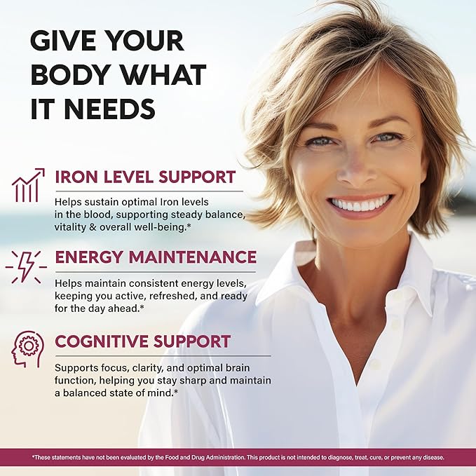 Liquid Iron Supplement for Women 18 mg - USDA Organic Iron Drops - with Folate, Vitamin B12 & B6 - Iron Level & Energy - Gentle & High Absorption Glycinate Form - Cherry Flavor, Sugar-Free - 4 fl oz