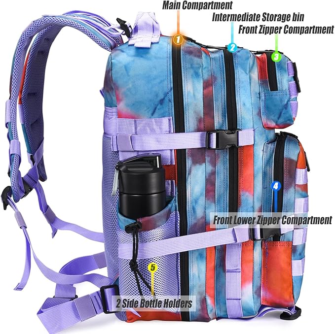 Military Tactical Backpack 45L Large Tactical Backpack for Men, Hiking Rucksack With Bottle Holder