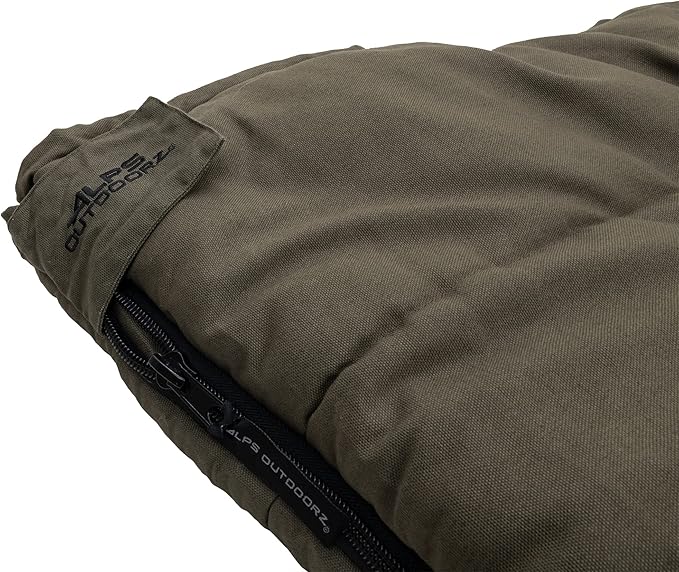 ALPS OutdoorZ Redwood -10° Sleeping Bag, Plaid Flannel Lined, Cotton Canvas