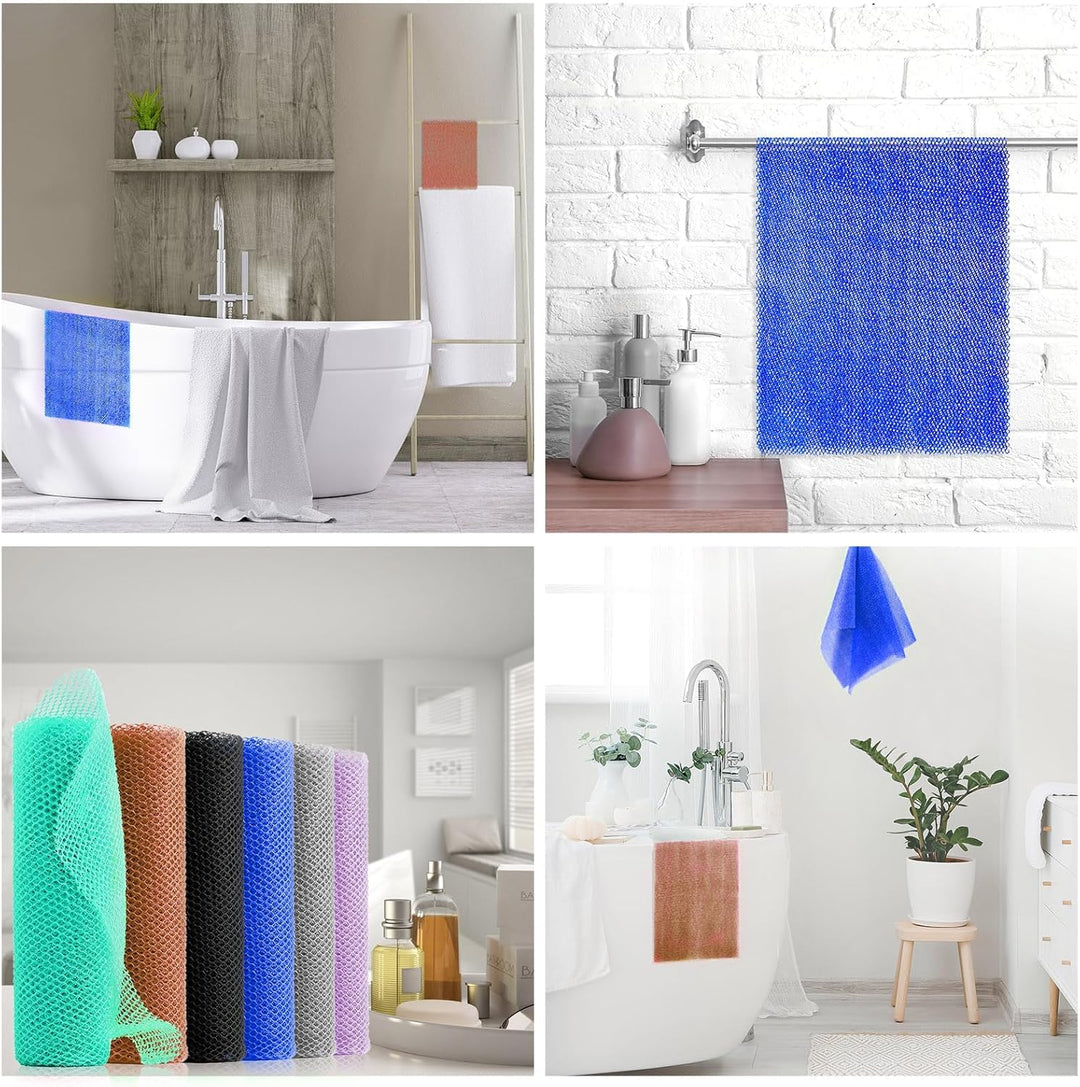 3-Piece African Net Bath Sponge Set | Exfoliating Body Scrubber | Blue