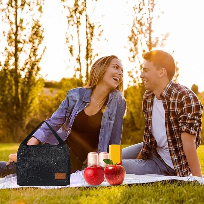 Aosbos Lunch Bag Women Insulated Lunch Box for Women Lunch Tote for Adult Lunch Cooler Bag Lunchbox for Work Office Picnic, Night Black