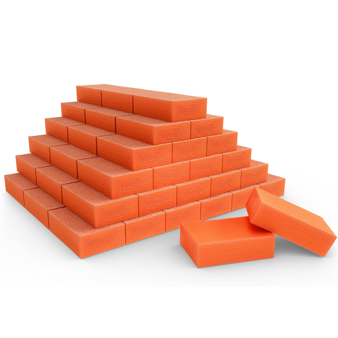 Moray Mini Nail Buffer Blocks - 180/240 Grit Professional Salon Orange Buffers - Buff Nails Prior To Application Of Gel Polish,