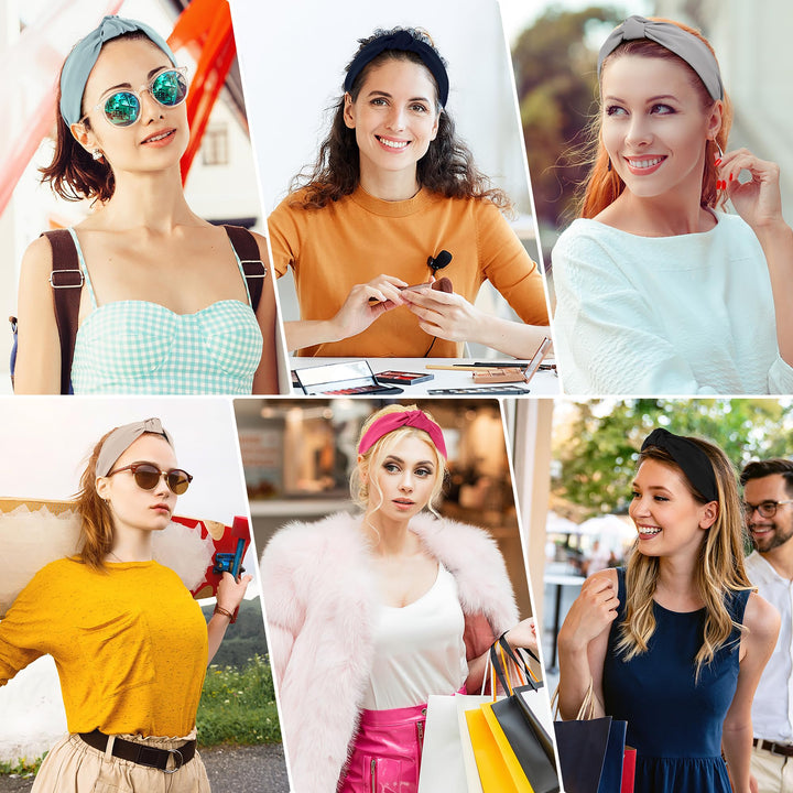 DiyJibb Headbands for Women Girls - 6PCS Stylish Top Knotted Headbands - Knotted Headband for Women - Head Bands Wide Hairband Hair Accessories